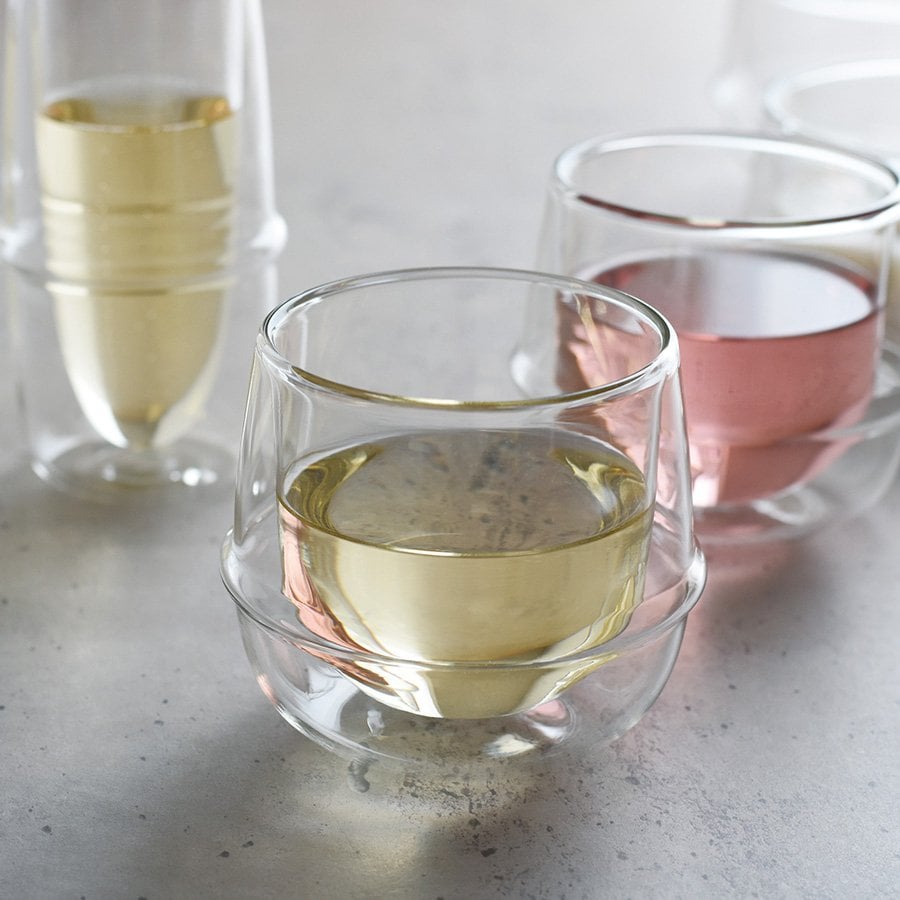KINTO KRONOS DOUBLE WALL WINE GLASS 250ML CLEAR