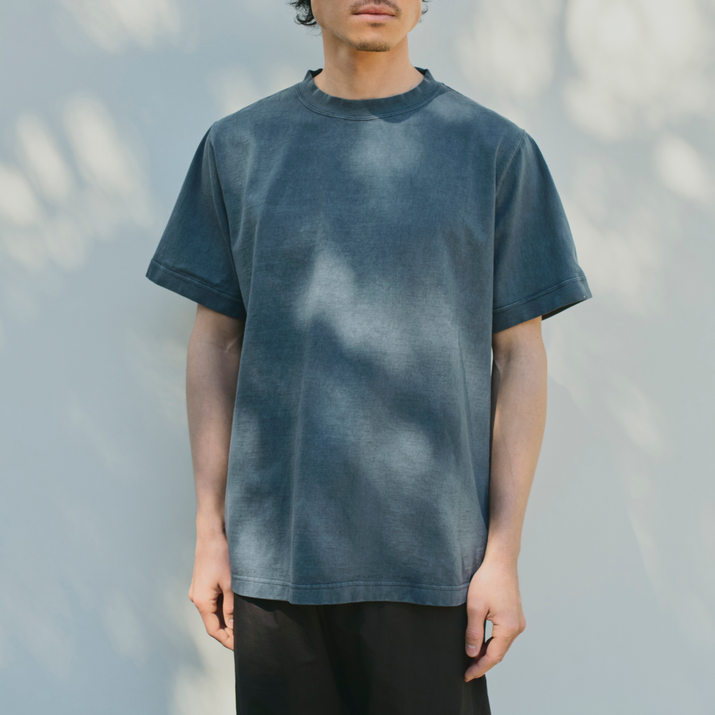 KINTO FUTO PIGMENT-DYED SHORT SLEEVE T-SHIRT M ASH BLUE