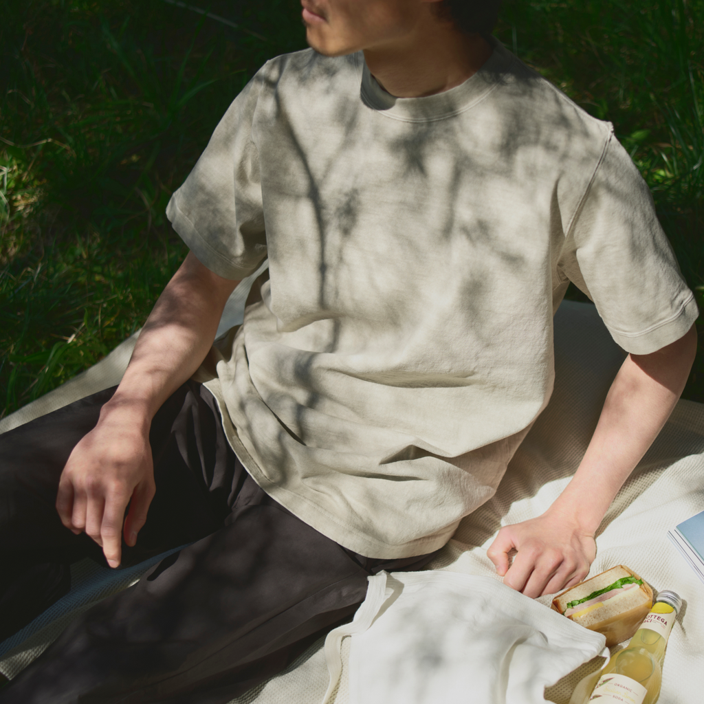 KINTO FUTO PIGMENT-DYED SHORT SLEEVE T-SHIRT M SAND BEIGE