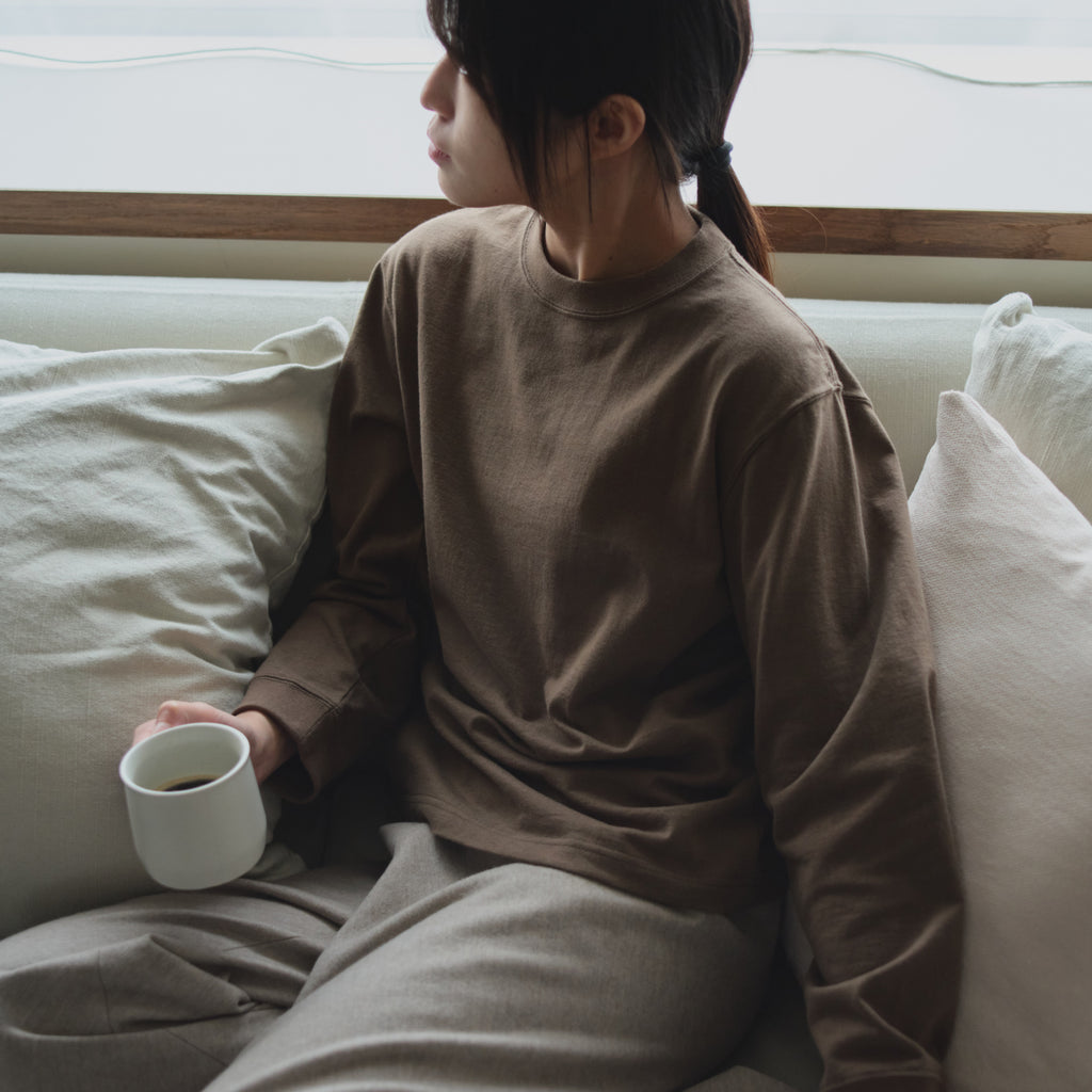 Kinto FUTO loopwheel knit long sleeve top S black 4