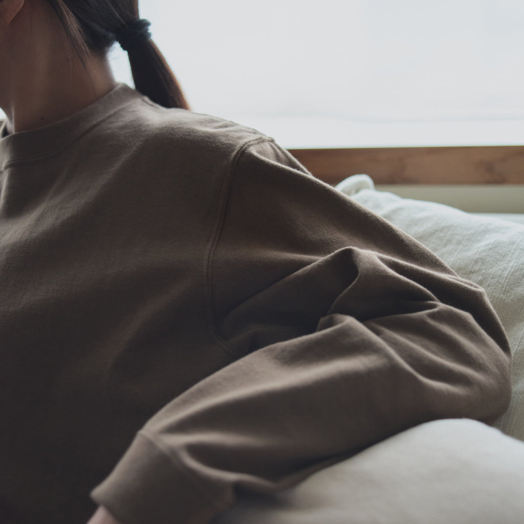 Kinto FUTO loopwheel knit long sleeve top S brown 2