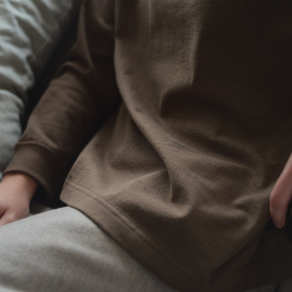 Kinto FUTO loopwheel knit long sleeve top S brown 5