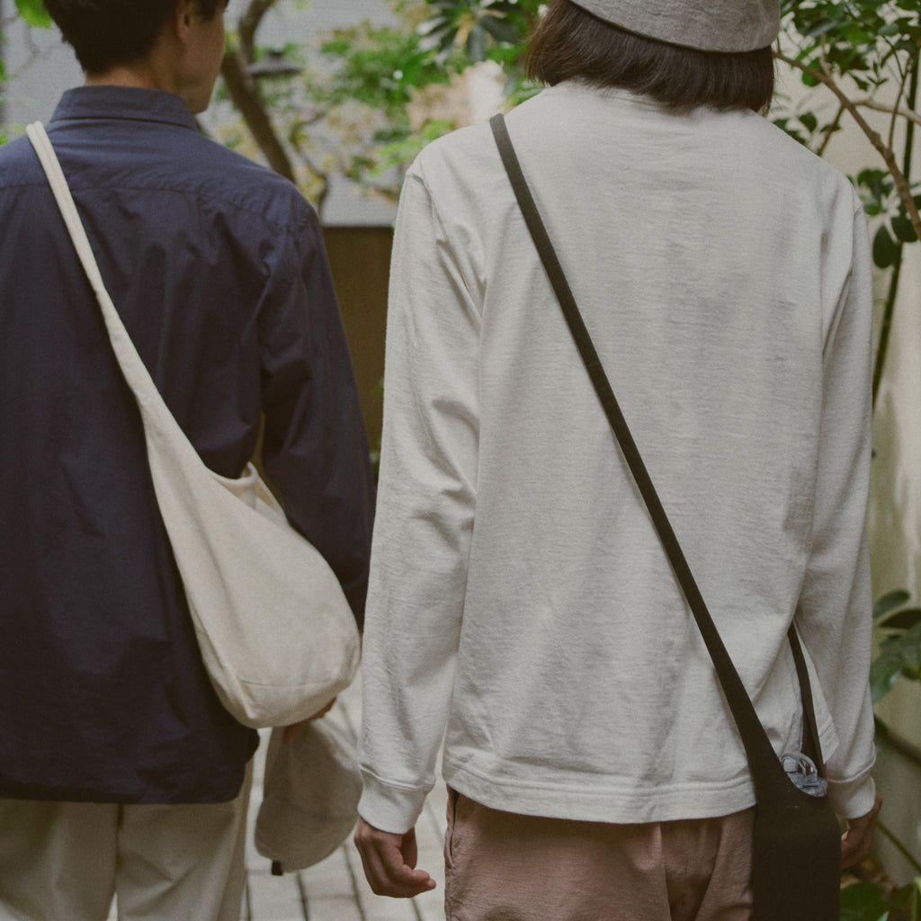 KINTO FUTO LOOPWHEEL KNIT LONG SLEEVE TOP L WHITE