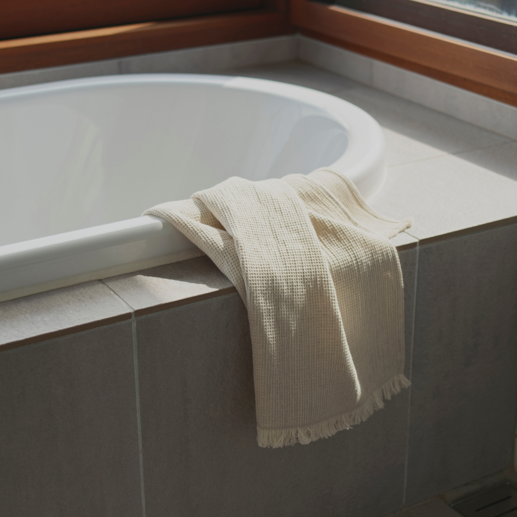 KINTO FUTO WAFFLE SMALL BATH TOWEL 1180X540MM OFF-WHITE