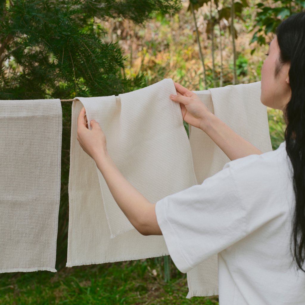 Kinto FUTO waffle hand towel 820x320mm off-white 4
