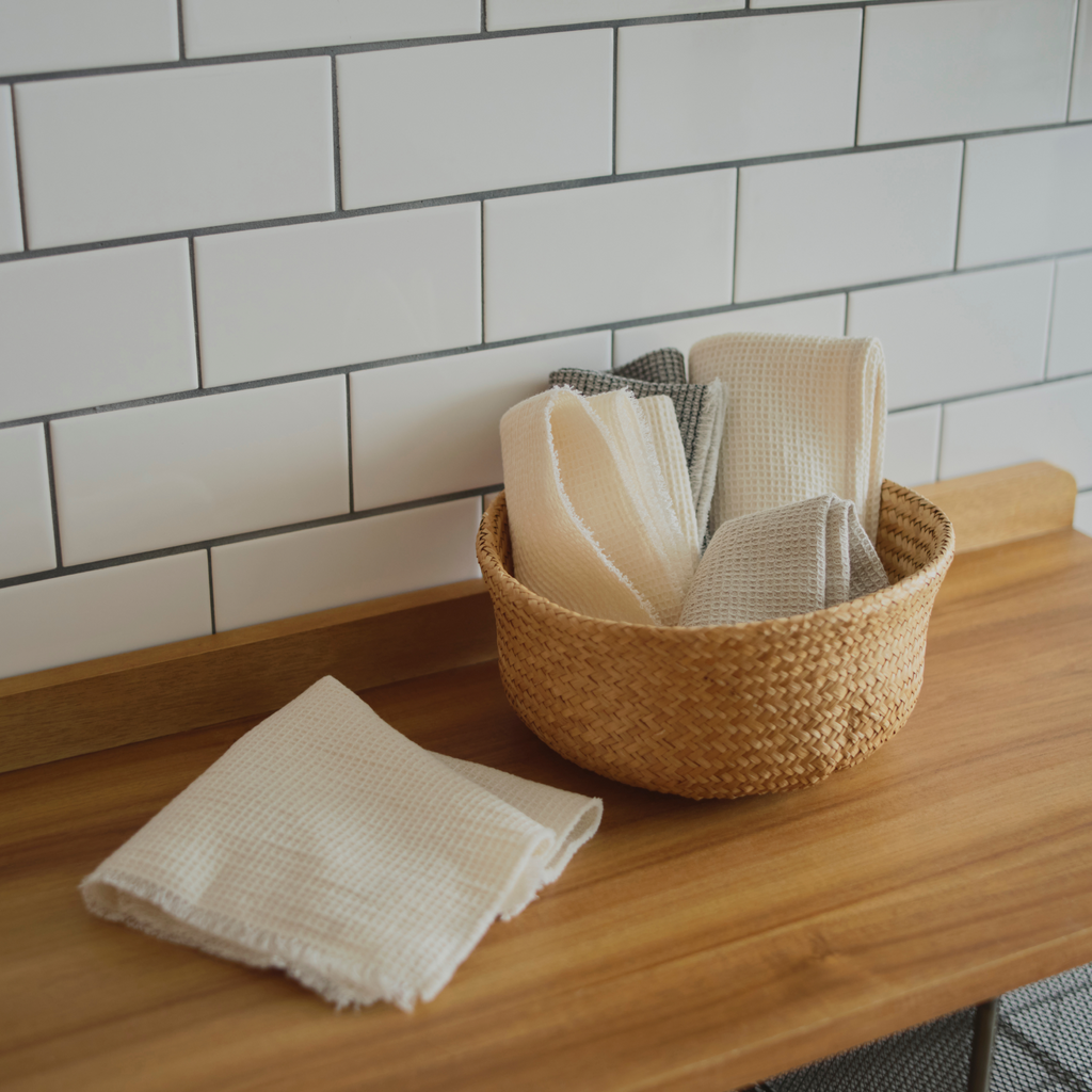 Kinto FUTO waffle face cloth 360x360mm off-white 3