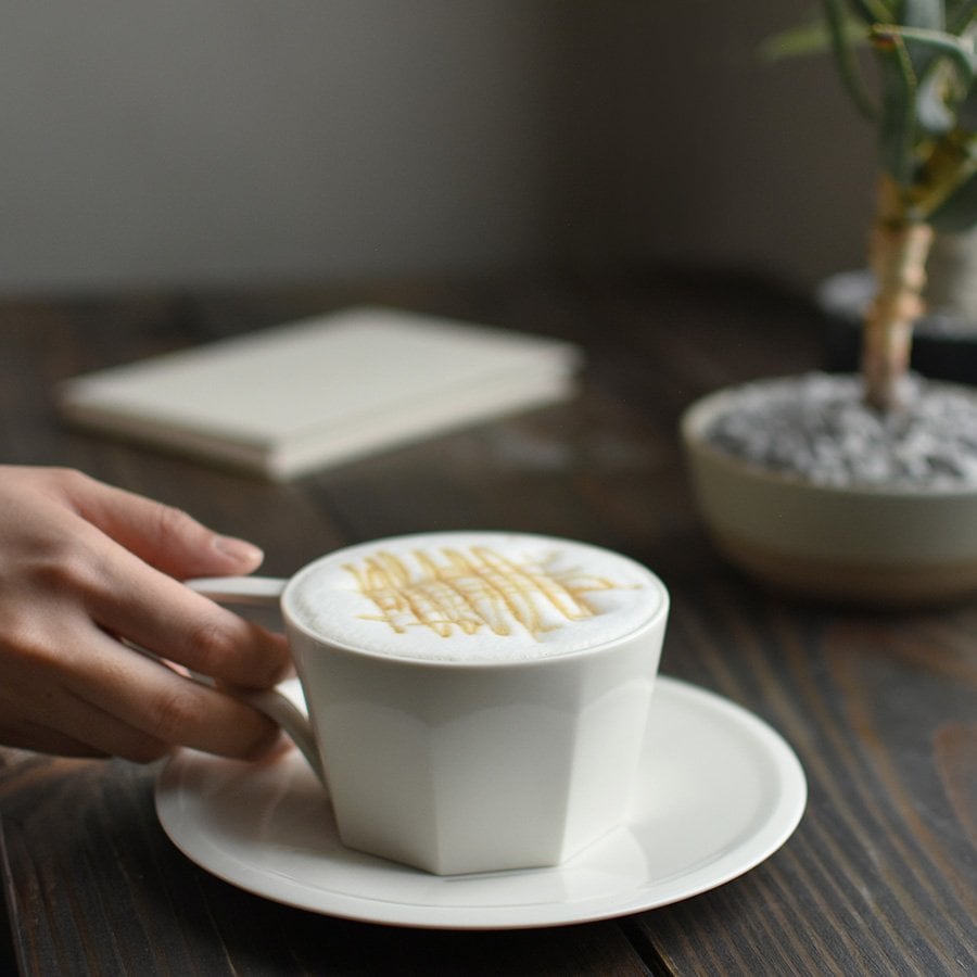 KINTO OCT CUP & SAUCER 300ML WHITE