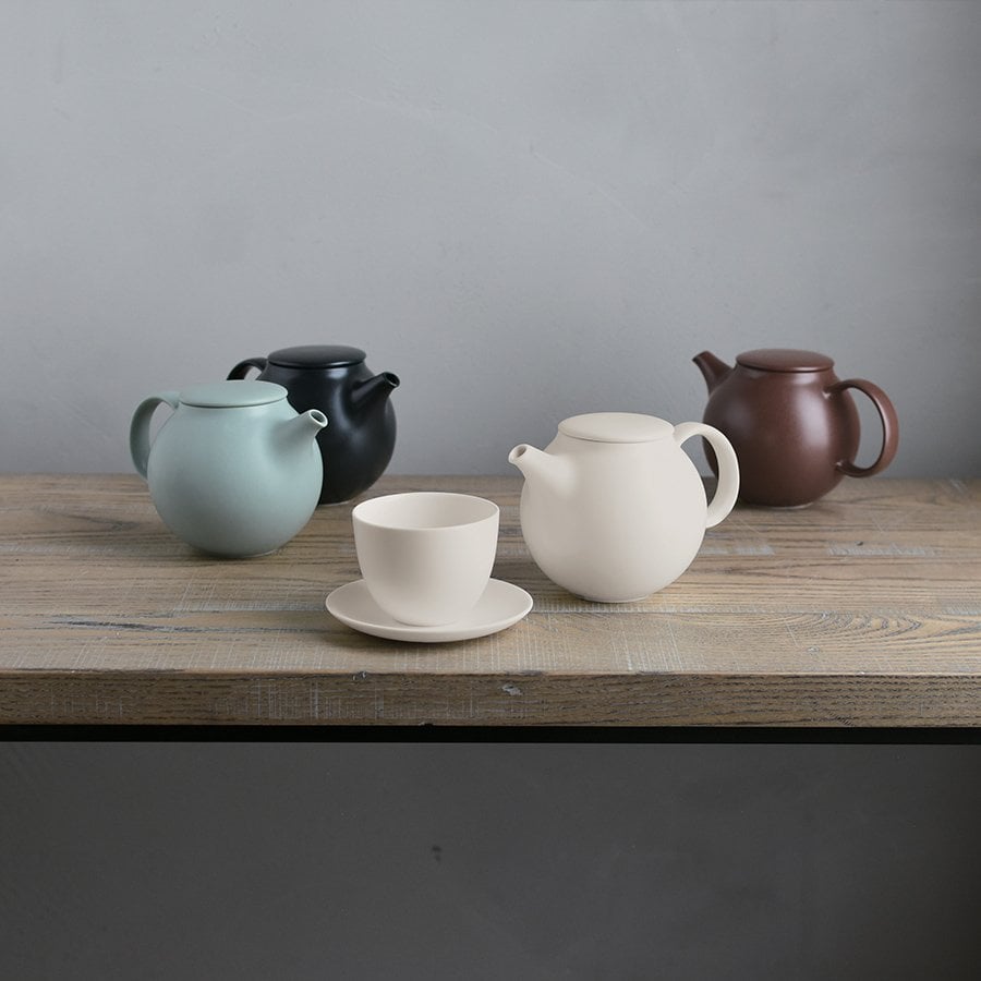 Kinto PEBBLE cup & saucer 180ml white 2