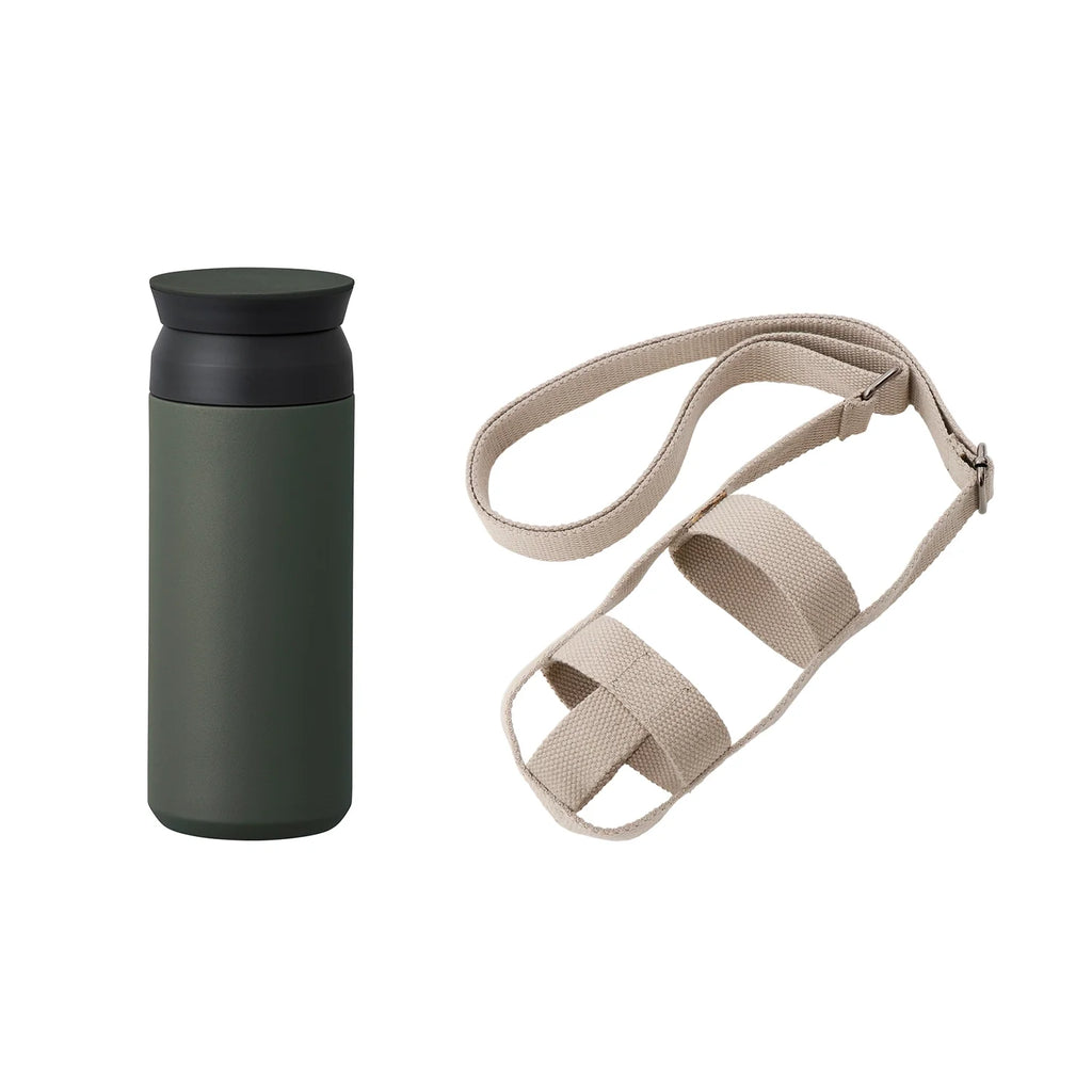 Kinto TRAVEL TUMBLER 500ml + TUMBLER STRAP 75mm ash green 0