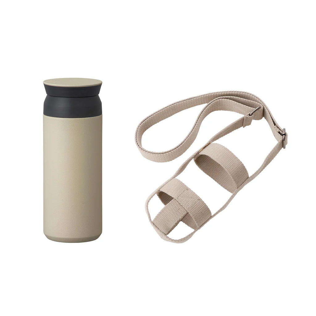 Kinto TRAVEL TUMBLER 500ml + TUMBLER STRAP 75mm sand beige 0