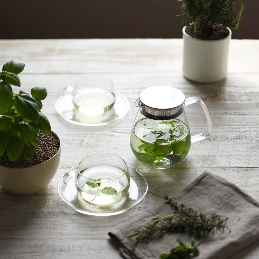 KINTO UNITEA CUP & SAUCER 230ML GLASS CLEAR